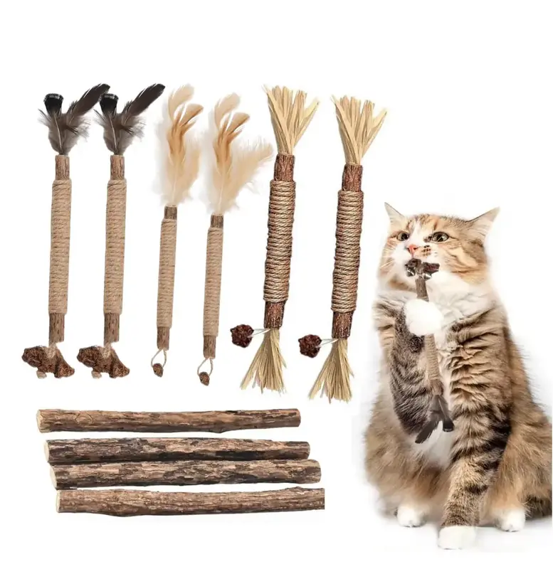 Organic Silvervine Sticks, 10 Pack Natural Catnip Chew Toys for Teeth Cleaning and Appetite, Calm Anxiety and Stress, Aggress...