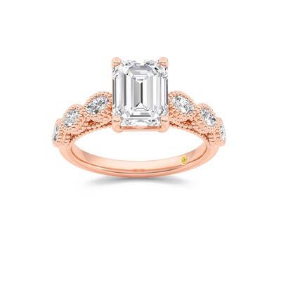Lhasa Emerald Cut Lab Grown Diamond Engagement Ring | 18K Rose Gold 4 1/4 CT. TW.