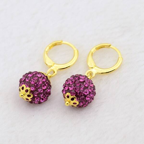 Dangling Round Ball Resin Rhinestone Earrings