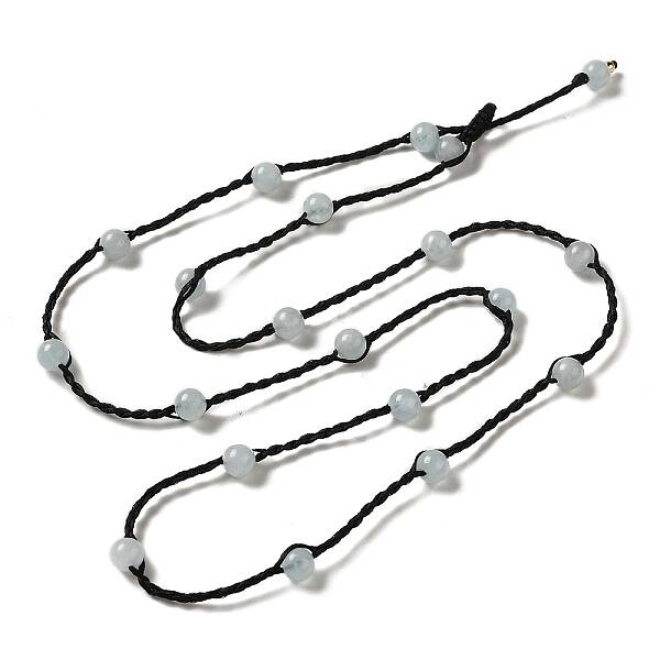 Natural Aquamarine Braided Bead Necklacess