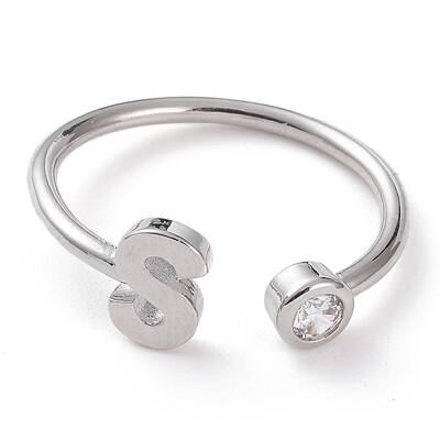 Brass Micro Pave Clear Cubic Zirconia Cuff Rings