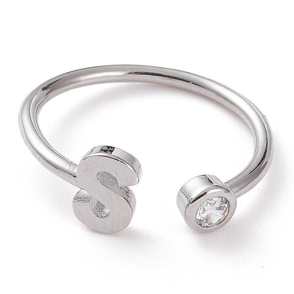 Brass Micro Pave Clear Cubic Zirconia Cuff Rings