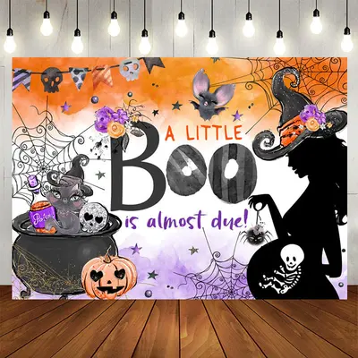 Aperturee Little Boo Halloween Pumpkin Baby Shower Backdrop