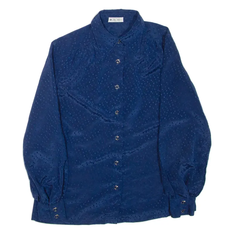 CALLORE Womens Printed Shirt Blue Collared Long Sleeve M
