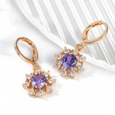 Brass Micro Pave Cubic Zirconia Leverback Earrings
