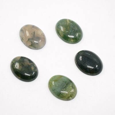 Mixed Oval Shape Natural Moss Agate Cabochons
