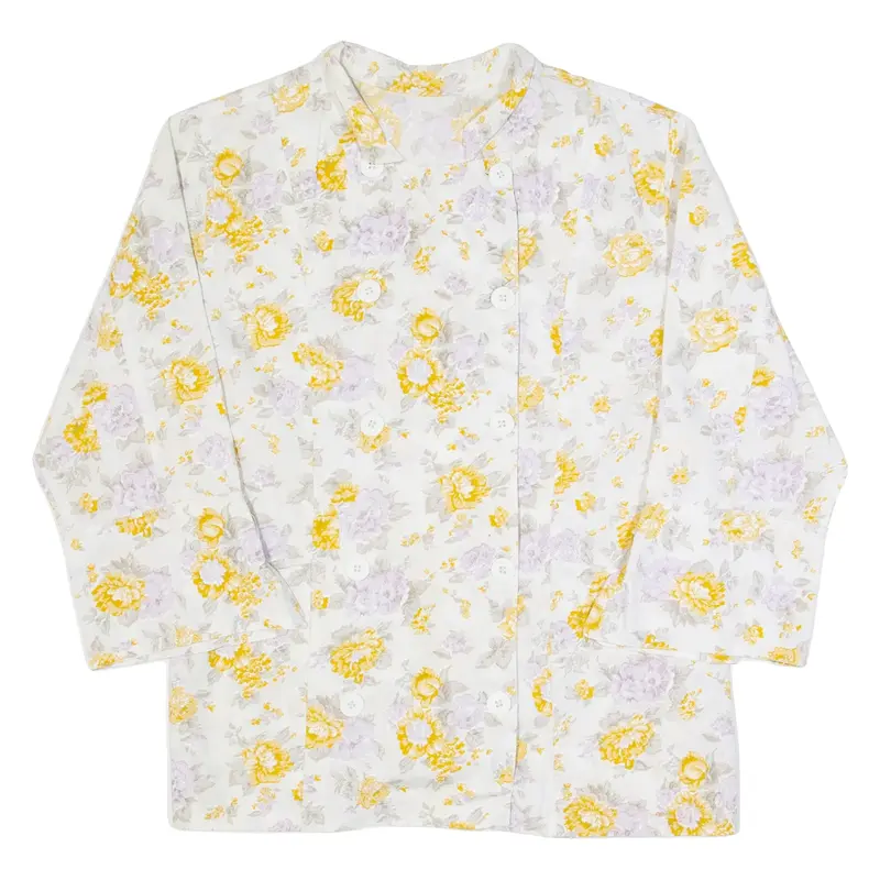 Womens Printed Waistcoat White Long Sleeve Floral M