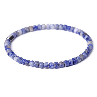 Natural Blue Spot Jasper Beads Stretch Bracelets for Women Men