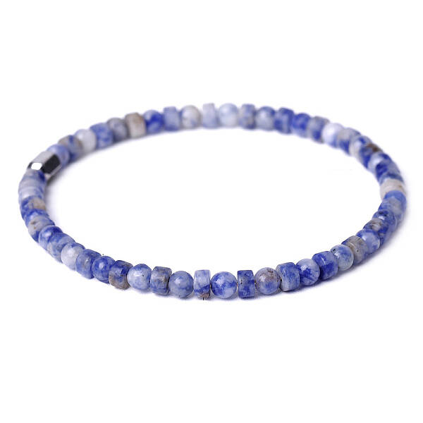 Natural Blue Spot Jasper Beads Stretch Bracelets for Women Men