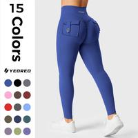 YEOREO CoreFlex Leggings with Pockets for Women Charm Scrunch Workout Leggings V Cross Waist Butt Lifting Gym Yoga Pants