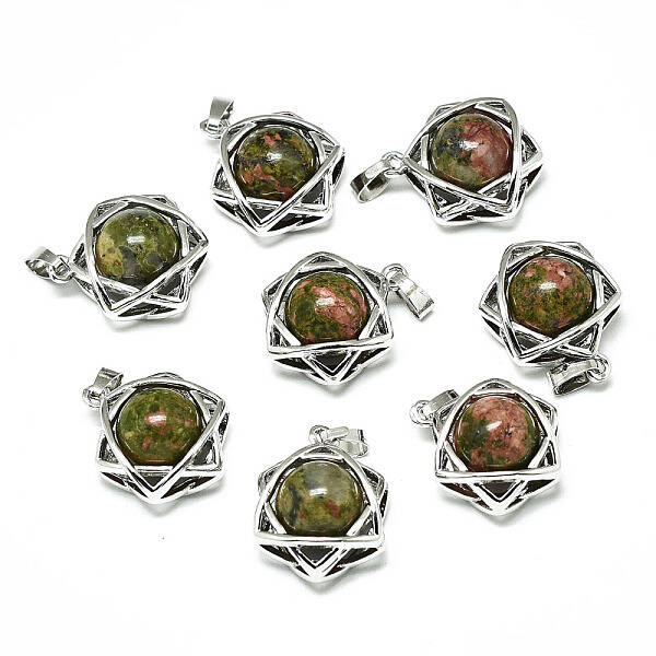 Natural Unakite Pendants