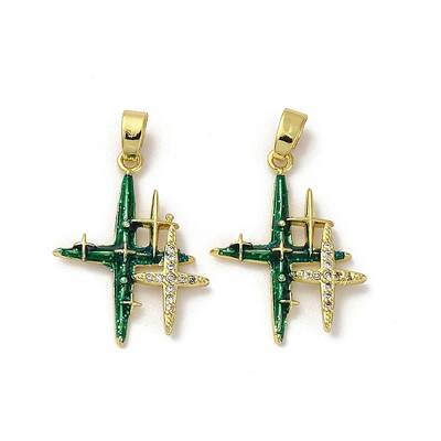 Brass Micro Pave Cubic Zirconia Pendants