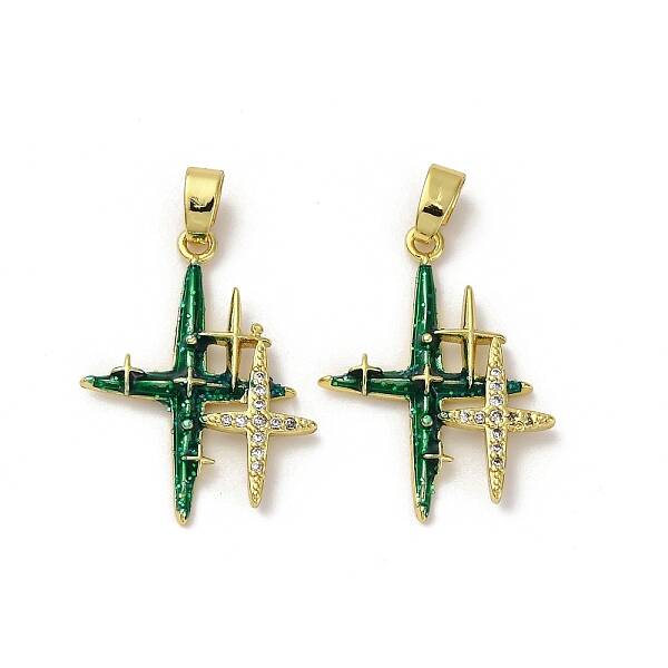 Brass Micro Pave Cubic Zirconia Pendants