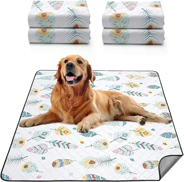 Washable Puppy Pads,4 Pack Ultra-Absorbent and Leak-Proof Whelping Pads, Non-Slip Reusable Puppy Pads, Waterproof Puppy Train...