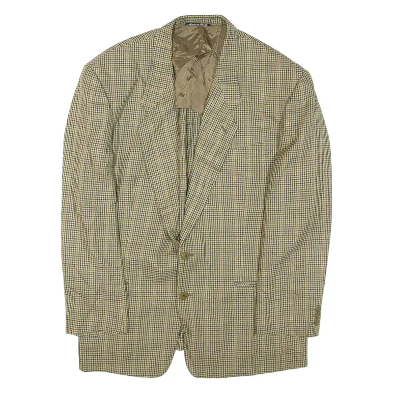 Mens Blazer Jacket Green Houndstooth XL