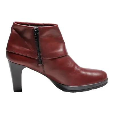 TAMARIS Ankle Boots Maroon Leather Womens UK 7