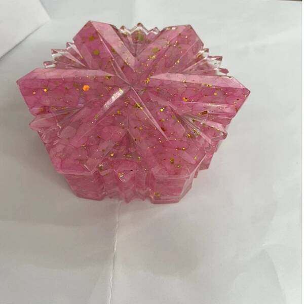 Natural Rose Quartz Snowflake Display Decorations with Paillette