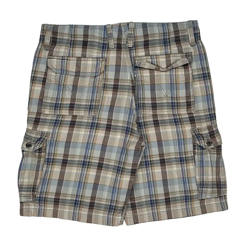 Levis Checked Cargo Shorts - 34W 10L Blue Cotton | Size: 34″ waist