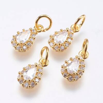 Brass Micro Pave Cubic Zirconia Charms