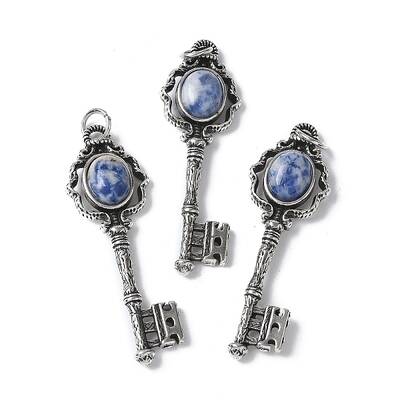 Key Brass Natural Blue Spot Jasper Big Pendants