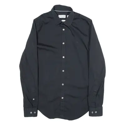 LACOSTE Slim Fit Mens Plain Shirt Black Long Sleeve M