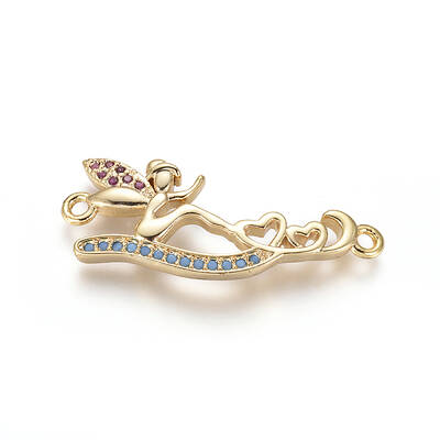 Brass Micro Pave Cubic Zirconia Links connectors