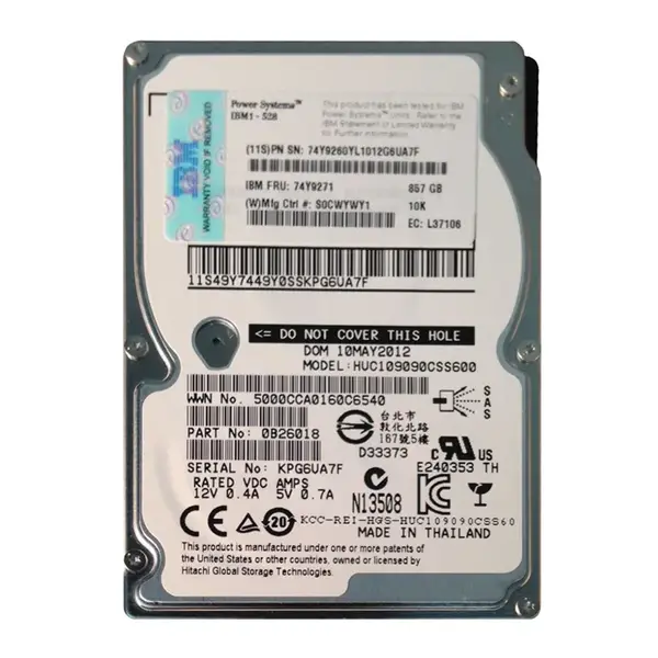74Y9271 IBM 857GB 6Gb/s SAS 10000 2.5-Inch Hard Drive