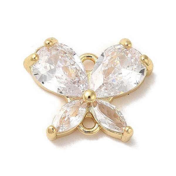 Brass Pave Clear Cubic Zirconia Connector Charms