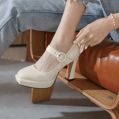 Chiko Janaki Square Toe Chunky Heels Pumps