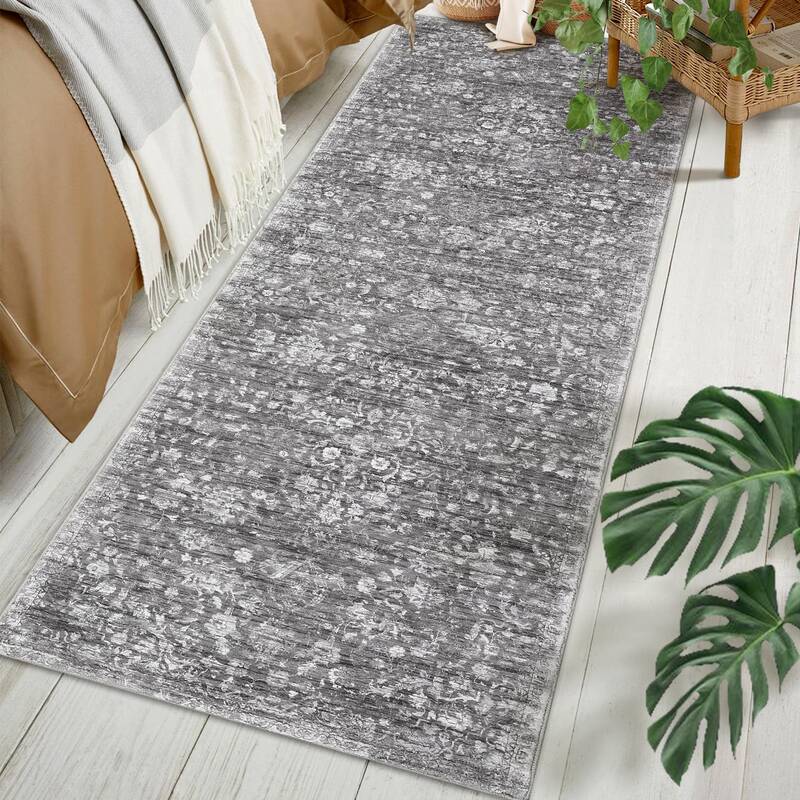 Garvee Runner Rug Washable Rugs for Kitchen Entryway Living Room Bedroom Office Nursery Vintage Floral Area Rug Distressed Or...