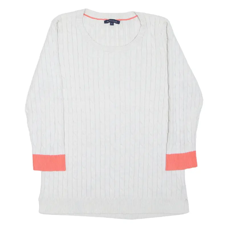 TOMMY HILFIGER Patterned Jumper White Cable Knit Womens M