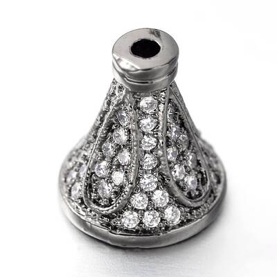 Brass Micro Pave Cubic Zirconia Bead Cones