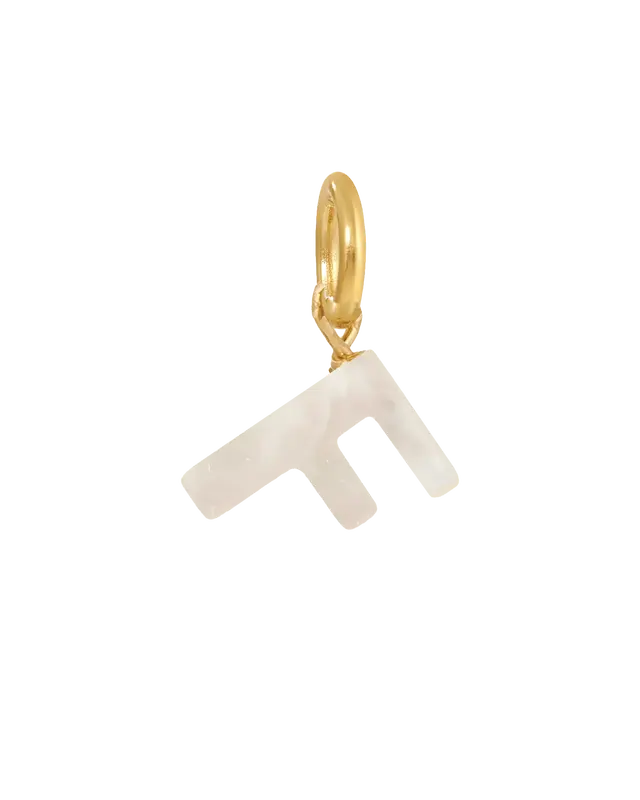 MOP Letter Charm | Metal Color: Gold | Letter: F