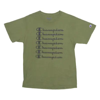 CHAMPION Mens T-Shirt Green Crew Neck M