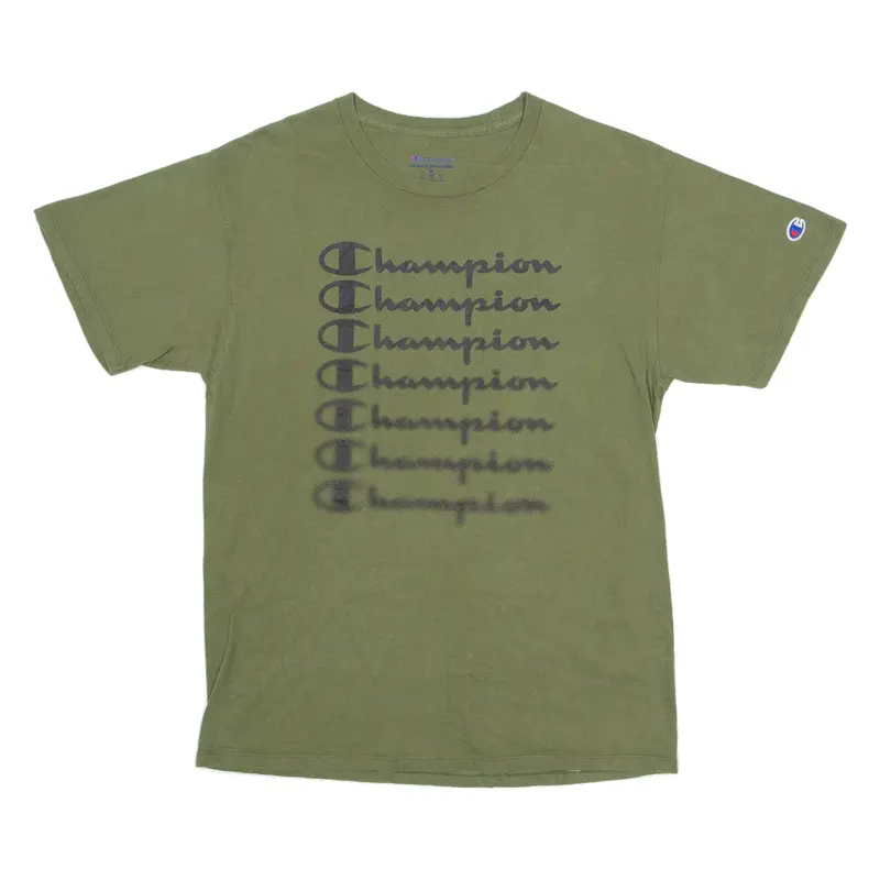 CHAMPION Mens T-Shirt Green Crew Neck M