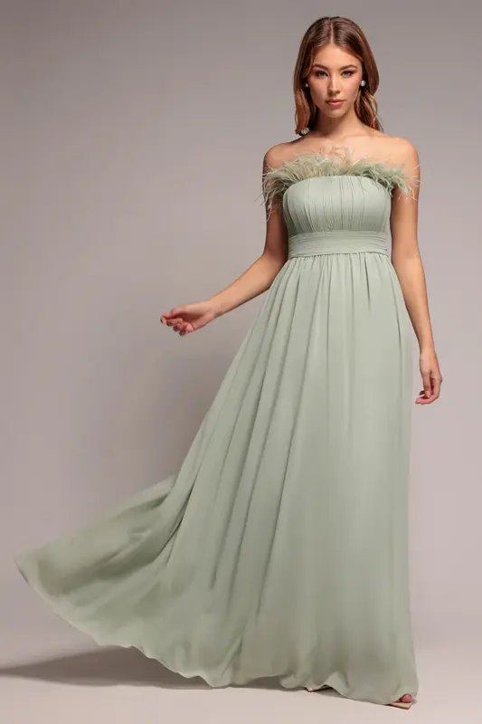 Goddiva Bridesmaids Chiffon Maxi Dress - Sage Green