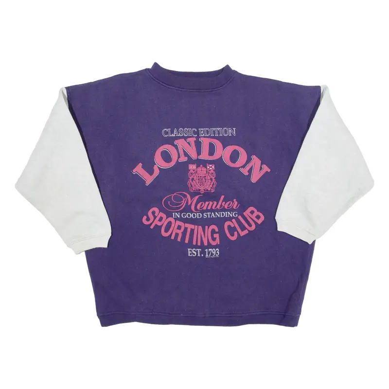 PARIS SPORT CLUB Womens Sweatshirt Purple 70s L
