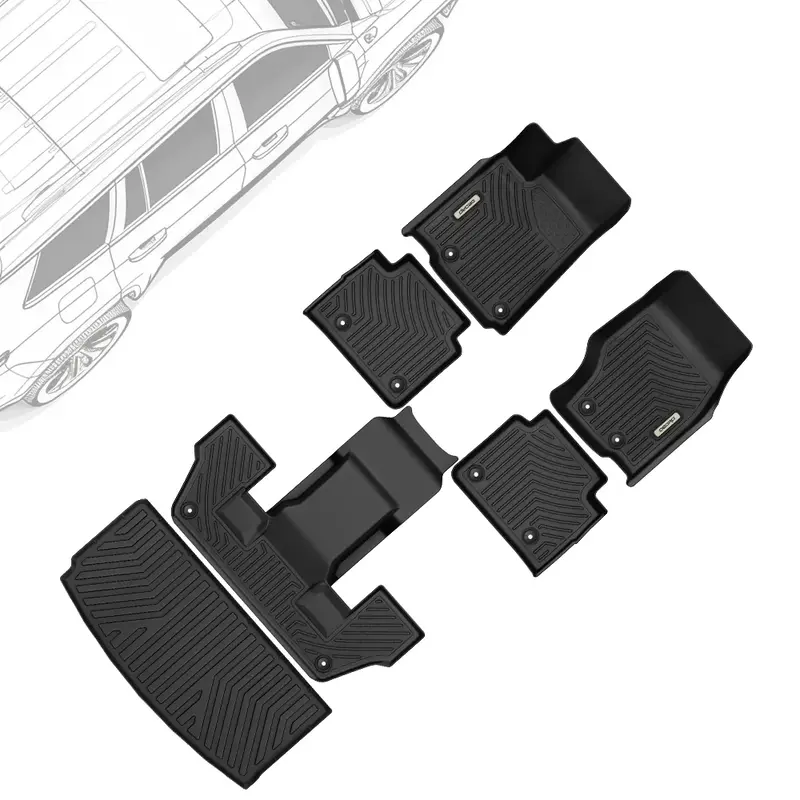 OEDRO Floor Mats All-Weather TPE for 2021-2025 Jeep Grand Cherokee L (ONLY for 6 Seat) 1st, 2nd Row Floor Mat Liners (Without...