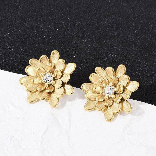 304 Stainless Steel Crystal Rhinestone Stud Earrings