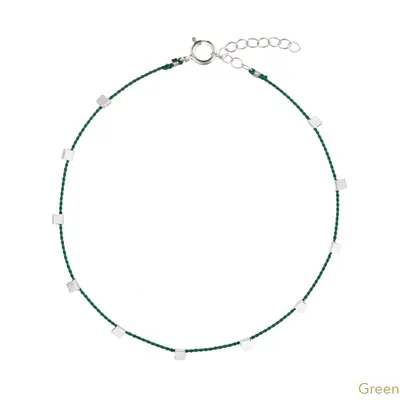 Hilo Anklet | Metal Color: Silver | Color: Green