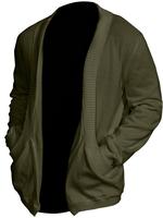 Men's Solid Pocket Shawl Collar Cardigan, Loose Casual Long Sleeve Open Front Knitwear for Spring & Fall, Fashion Men's Knit ...