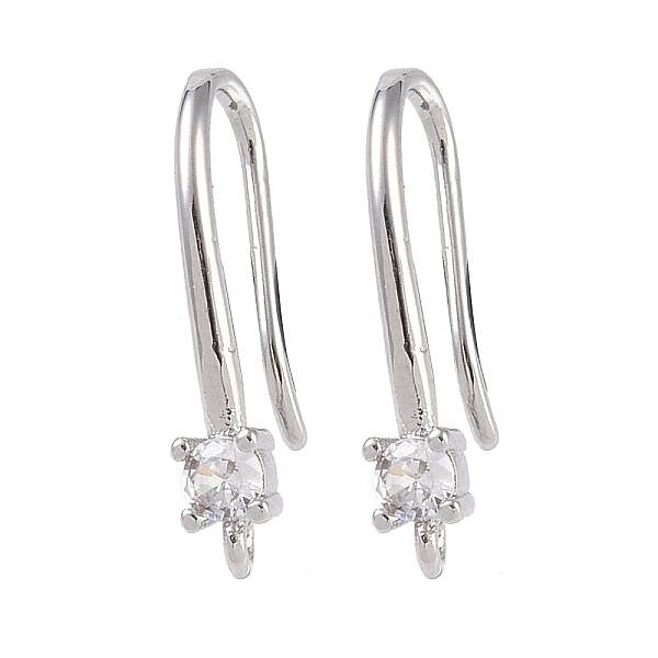 Brass Micro Pave Cubic Zirconia Earring Hooks
