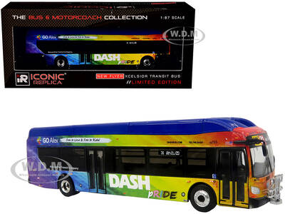 New Flyer Xcelsior XN40 Transit Bus DASH Pride Livery Blue with Rainbow Graphics The Bus & Motorcoach Collection Limited ...