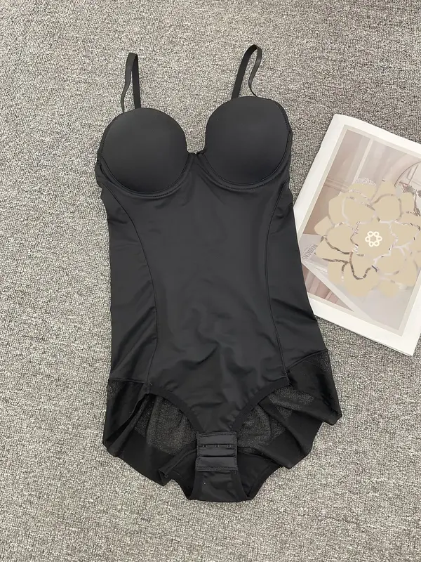Women's Solid Ruched Sheer Cami Shapewear Bodysuit, Solid Adjustable Strap Body Shaper for Daily Wear, Women's Shapewear for ...