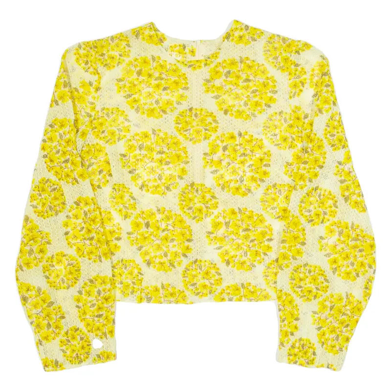 Sheer Womens Printed Top Yellow Long Sleeve Floral S