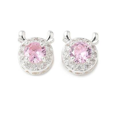 Brass Micro Pave Cubic Zirconia Beads