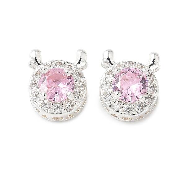 Brass Micro Pave Cubic Zirconia Beads