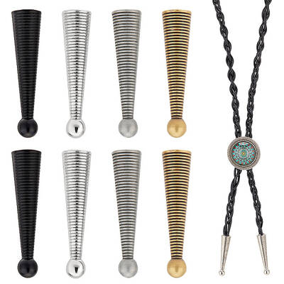 8Pcs 4 Colors Alloy Bolo Tie Replacement Cord End
