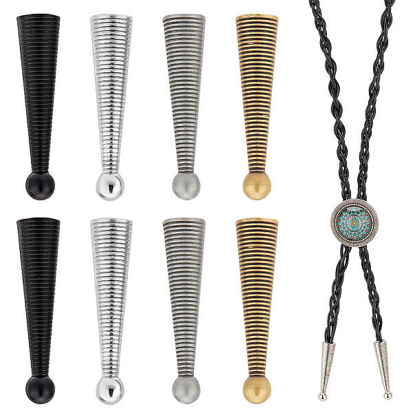 8Pcs 4 Colors Alloy Bolo Tie Replacement Cord End