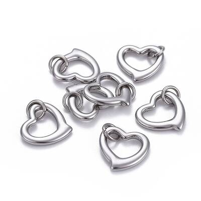 Non-Tarnish 304 Stainless Steel Open Heart Charms